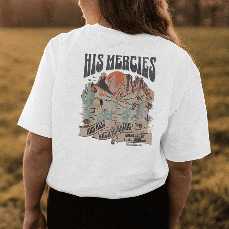 Boho Christian Jesus Apparel Faith Based His Mercies Are New Faith Funny Gifts Womens Back Print T-shirt Unique Gifts