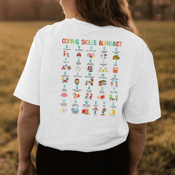 Coping Skills Alphabet Teachers Mental Health Awareness Day Womens Back Print T-shirt Unique Gifts