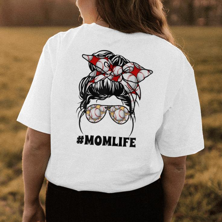 Day Mom Life Softball Baseball Mothers Day Messy Bun Gift For Womens Womens Back Print T-shirt Unique Gifts