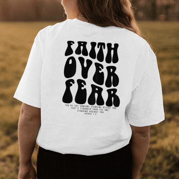 Faith Over Fear Bible Verse Aesthetic Christian Faith Funny Gifts Womens Back Print T-shirt Unique Gifts