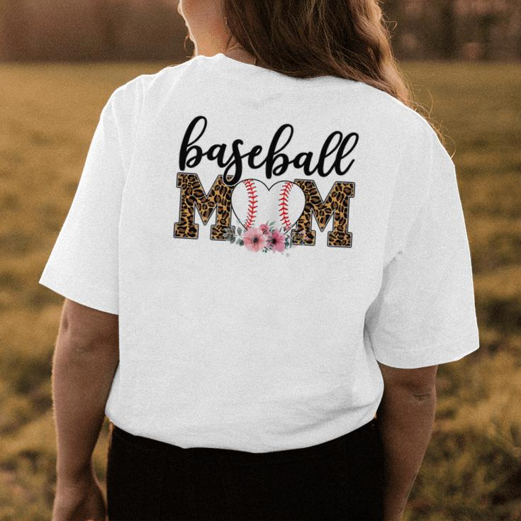 Funny Baseball Mom Leopard Print Cheetah Pattern Mother Mum Gift For Womens Womens Back Print T-shirt Unique Gifts