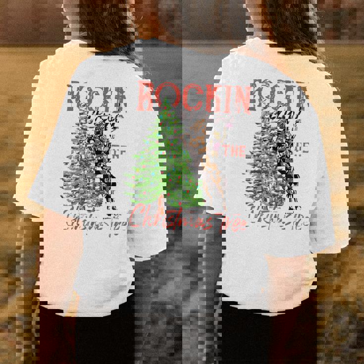 Funny Cowgirl Horsing Rocking Around Christmas Tree Western Womens Back Print T-shirt Unique Gifts Funny Cowgirl Horsing Rocking Around Christmas Tree Western Womens Back Print T-shirt Unique Gifts