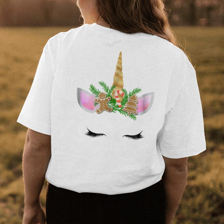 Funny Merry Christmas UnicornGingerbread Unicorn Funny Gifts Womens Back Print T-shirt Unique Gifts