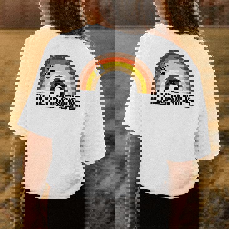 Gay Bear Illinois Rainbow Pride Vintage Distressed Womens Back Print T-shirt Unique Gifts Gay Bear Illinois Rainbow Pride Vintage Distressed Womens Back Print T-shirt Unique Gifts