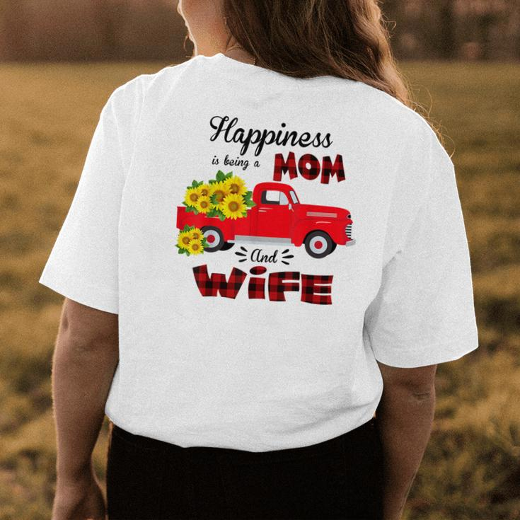 Happiness Is Being A Mom And Wife Sunflower Gift Gift For Women Womens Back Print T-shirt Unique Gifts