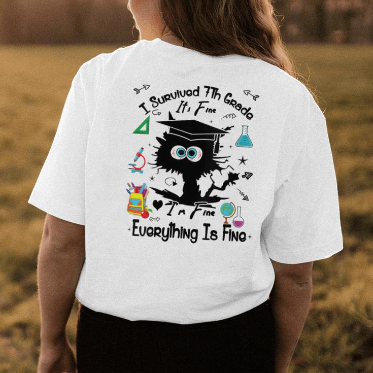 Happy Last Day Of School Black Cat 7Th Grade Graduate Women's T-shirt Back Print Unique Gifts