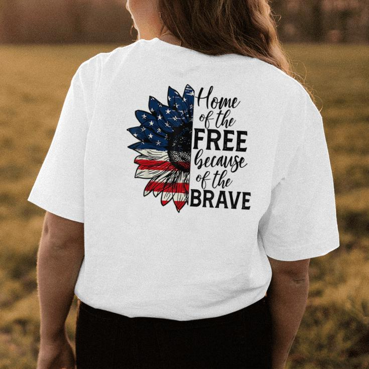 Home Of The Free Because Of The Brave Flower Womens Back Print T-shirt Unique Gifts