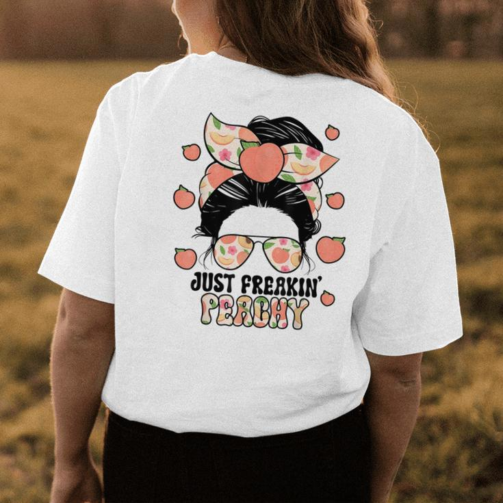 Just Freakin Peachy Peach Messy Bun Girl Summertime Womens Back Print T-shirt Unique Gifts