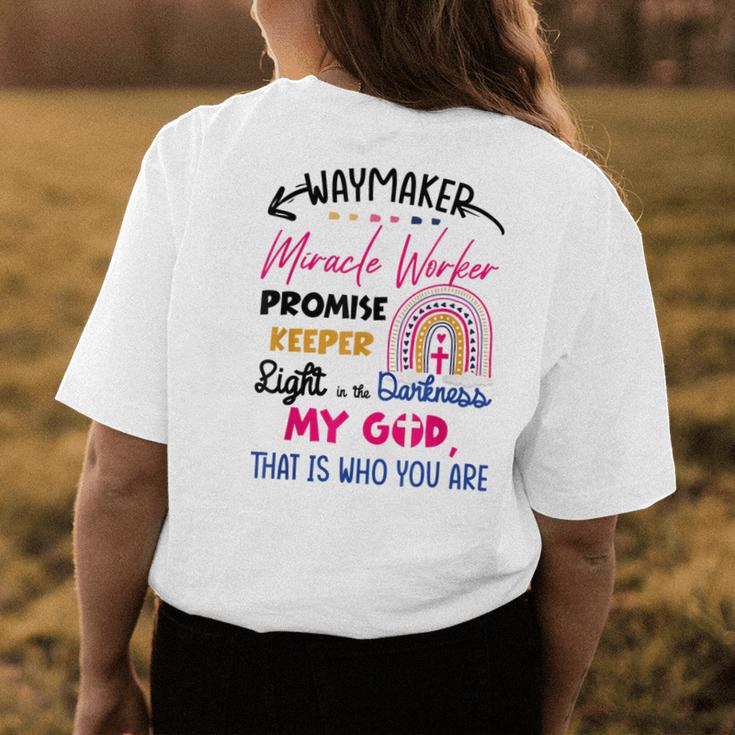 Kids Waymaker Miracle Worker Rainbow Boho Christian Womens Back Print T-shirt Unique Gifts