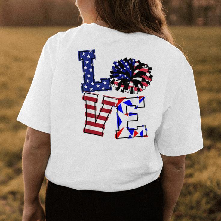 Love Cheer Cheerleader 4Th July Usa Flag Patriotic Girl N Womens Back Print T-shirt Funny Gifts
