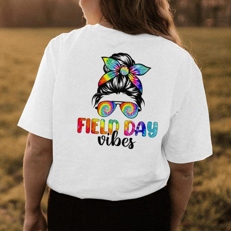 Messy Bun Field Day Vibes Tie Dye Teacher Kid Field Day 2023 Womens Back Print T-shirt Unique Gifts