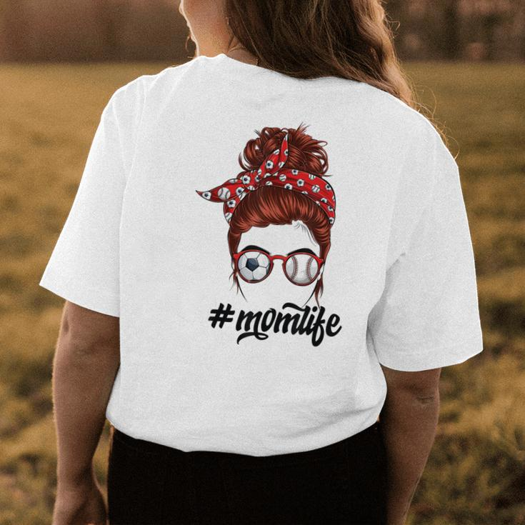 Mom Life Messy Bun Volleyball Soccer Mom Mothers Day Women Womens Back Print T-shirt Unique Gifts