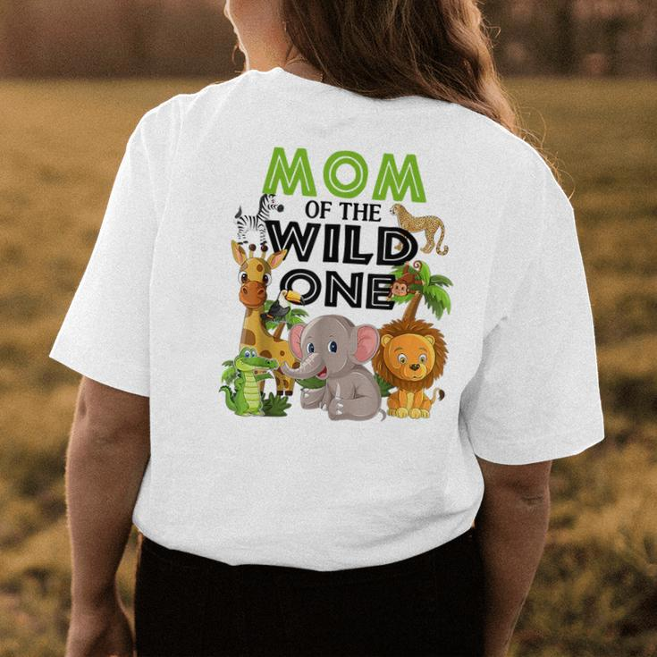 Mom Of The Wild One Birthday 1St Safari Jungle Family White Womens Back Print T-shirt Unique Gifts