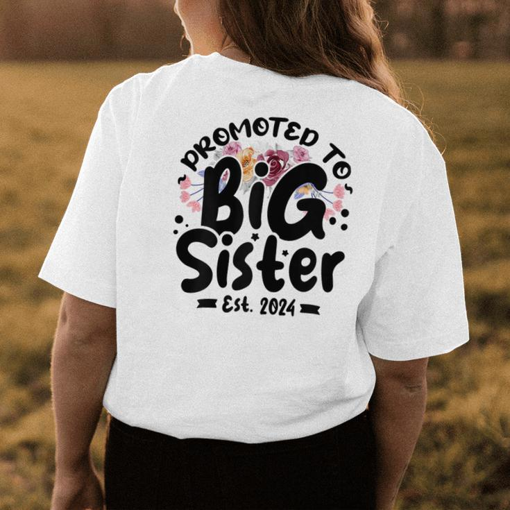 Promoted To Big Sister 2024 Cute Big Sister Kids Floral Womens Back Print T-shirt Funny Gifts