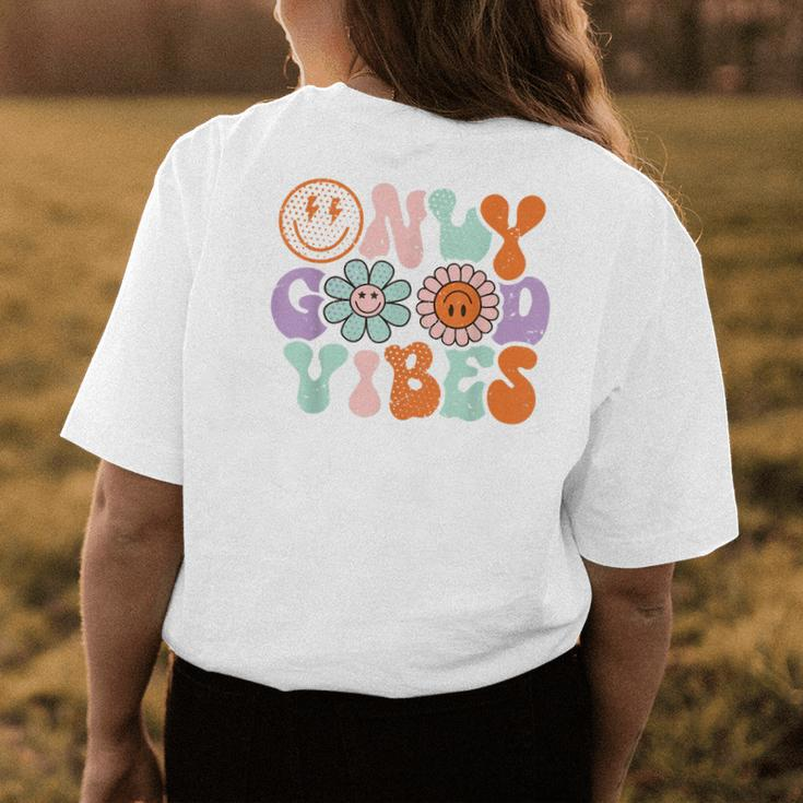 Retro Good Vibes Only Daisy Sunflower Positive Mind And Life Womens Back Print T-shirt Unique Gifts