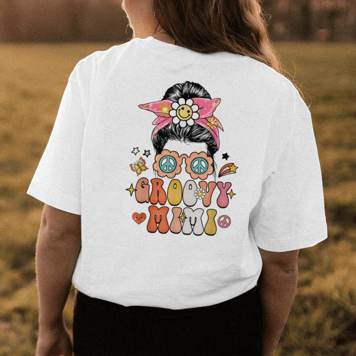 Retro Groovy Mimi Messy Bun Women Hippie Family Matching Womens Back Print T-shirt Unique Gifts