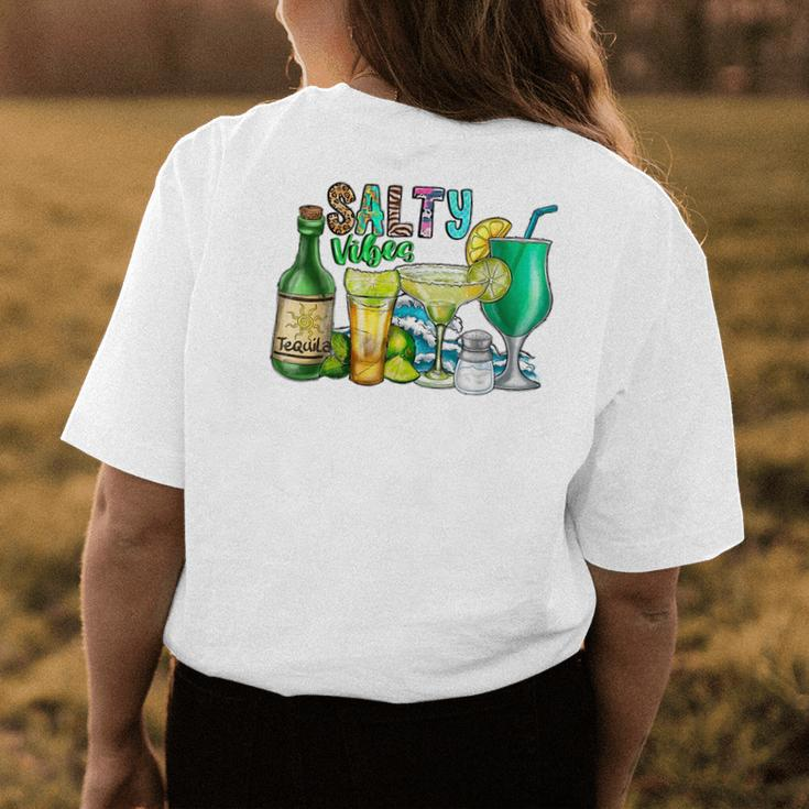 Salty Summer Vibes Drink Tequila Margarita Vacation Wave Womens Back Print T-shirt Unique Gifts