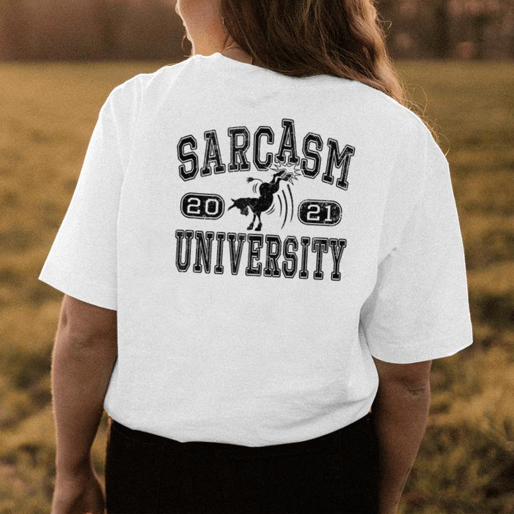Sarcasm University Donkey 2021 Sarcastic Humor Funny Sarcasm Womens Back Print T-shirt Unique Gifts