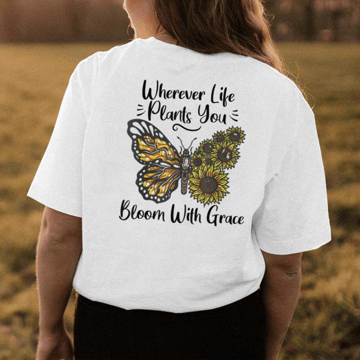 Sunflower Butterfly Sunflower Saying For Women Girls Womens Back Print T-shirt Unique Gifts