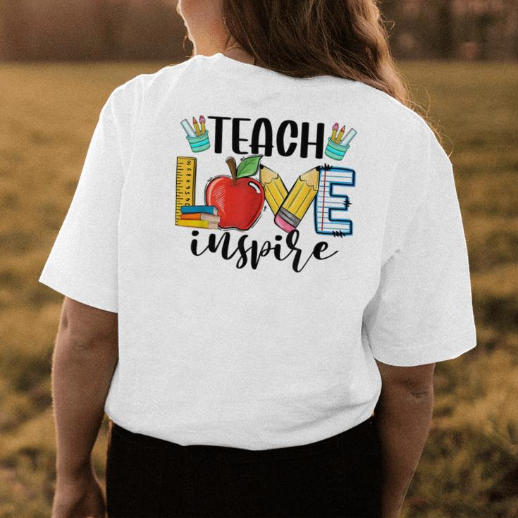 Teach Love Inspire Cute Teacher Teaching 1St Day Of School Womens Back Print T-shirt Funny Gifts