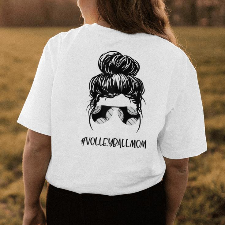 Volleyball Mom Messy Bun Aviator Glasses Mother Life Womens Back Print T-shirt Unique Gifts