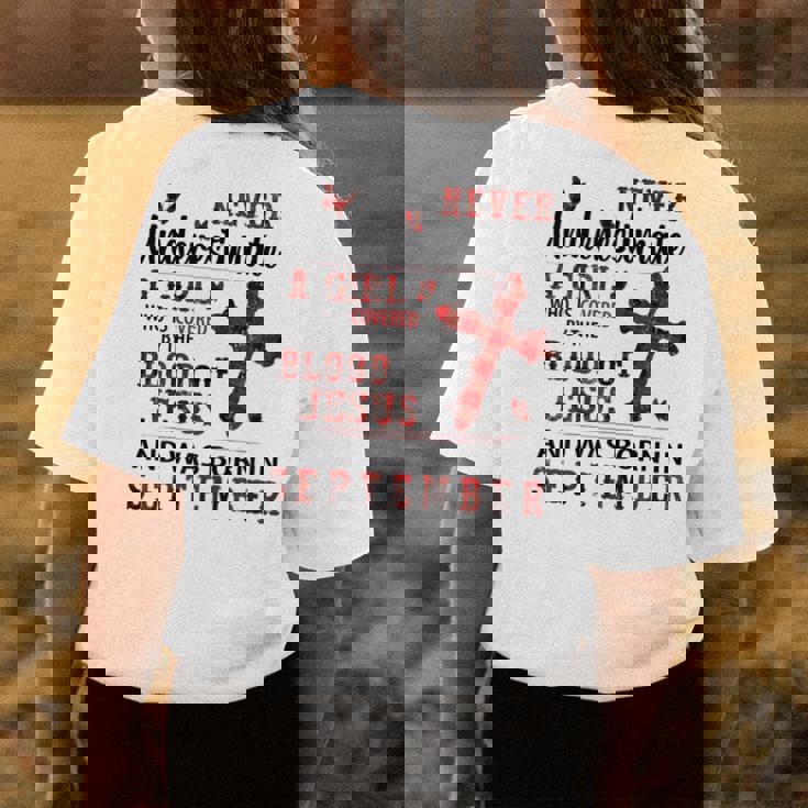 W3lp Never Underestimate Christian Girl September Birthday Gift For Womens Womens Back Print T-shirt Unique Gifts