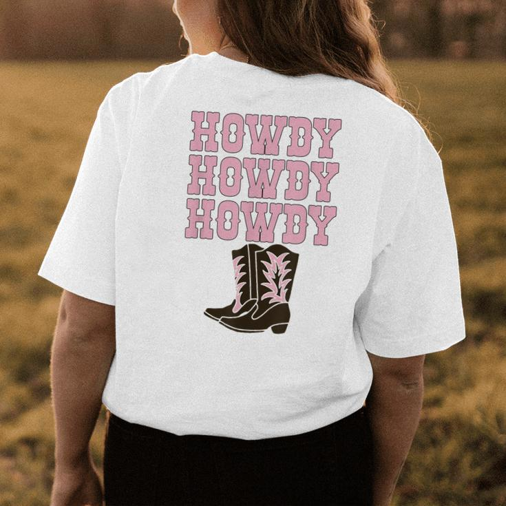 White Howdy Rodeo Western Country Southern Cowgirl Boots Womens Back Print T-shirt Unique Gifts