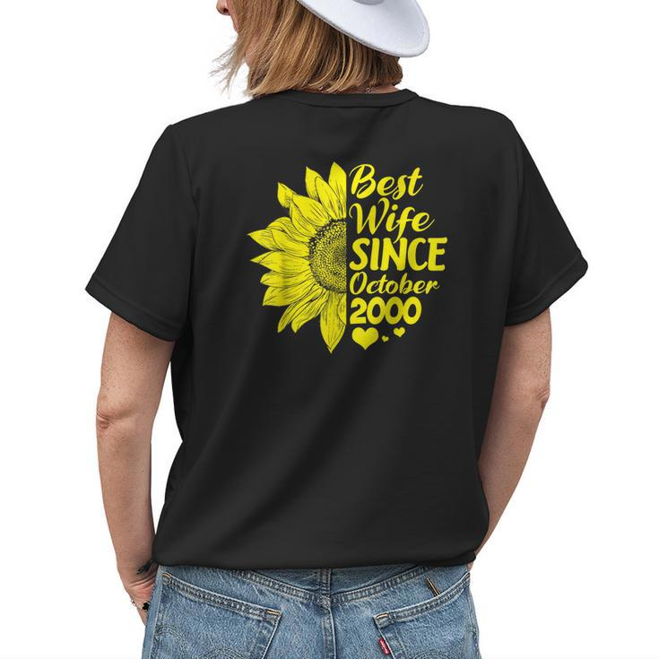 19Th Wedding Anniversary Sunflower Wife October 2000 Gift Womens Back Print T-shirt Gifts for Her