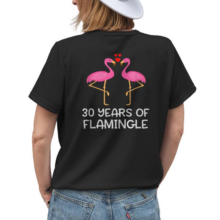 30 Years Of Flamingle Flamingo Couple Matching Anniversary Womens Back Print T-shirt Gifts for Her