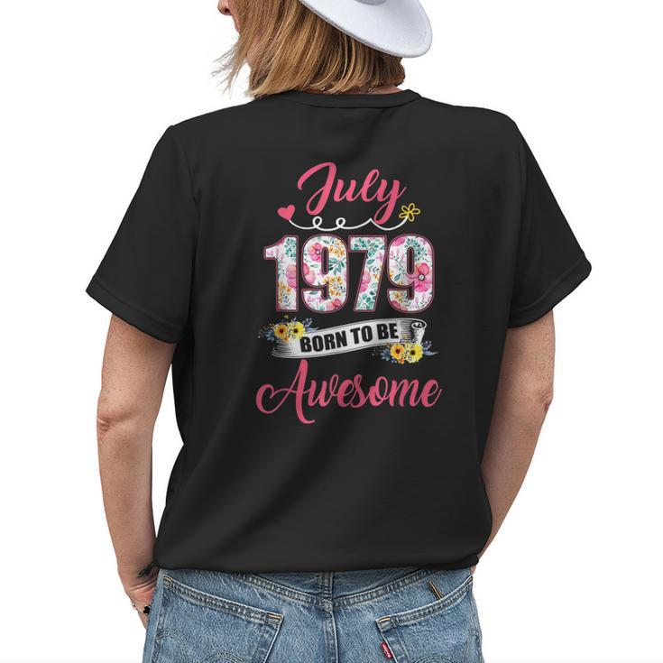 42Nd Birthday Floral Gift For Women Born In July 1979 Womens Back Print T-shirt Gifts for Her