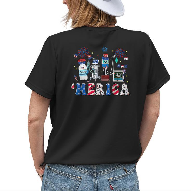 4Th Of July Red White Icu Nurse Care Er Ed Rn Micu Cvicu Womens Back Print T-shirt Gifts for Her