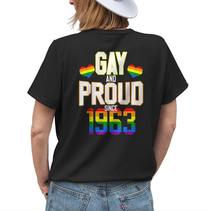 60 Years Old Lgbt Birthday Squad Gay And Proud Since 1963 Womens Back Print T-shirt Gifts for Her
