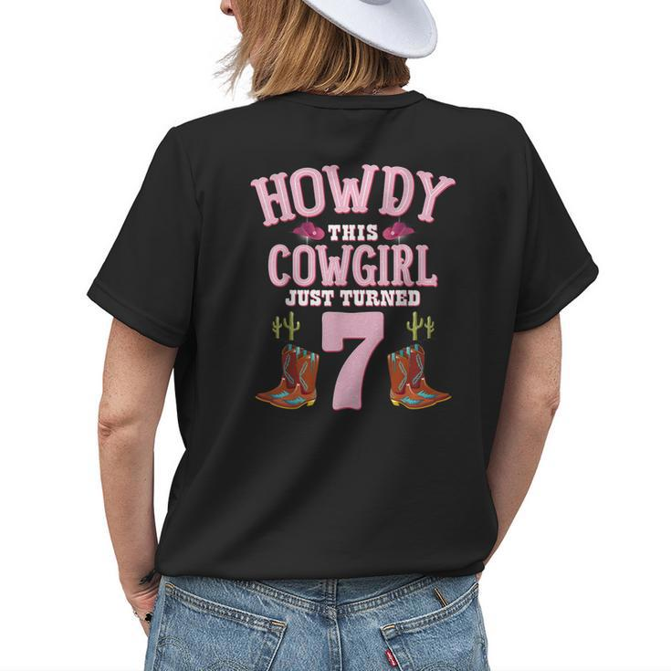 7Th Birthday Girls Cowgirl Howdy Western Themed Birthday Womens Back Print T-shirt Gifts for Her