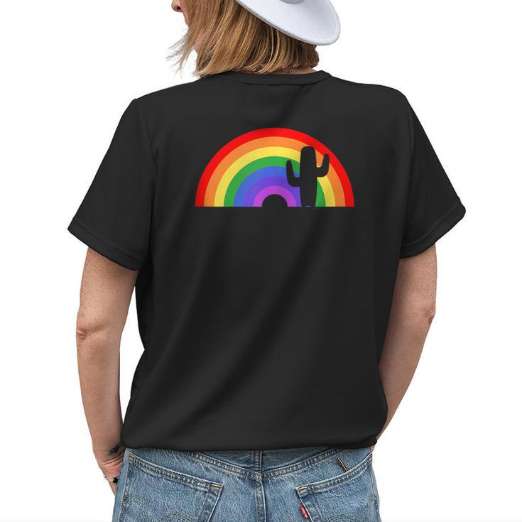 A Cactus In The Desert Rainbow Womens Back Print T-shirt Gifts for Her
