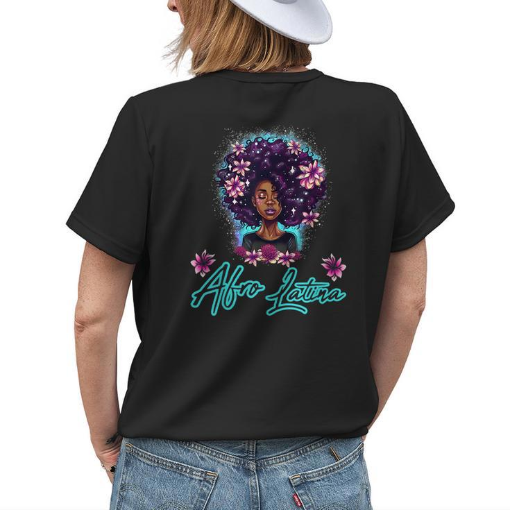 Afro Latina Black Women African Latin Spanish Melanin Girl Womens Back Print T-shirt Gifts for Her