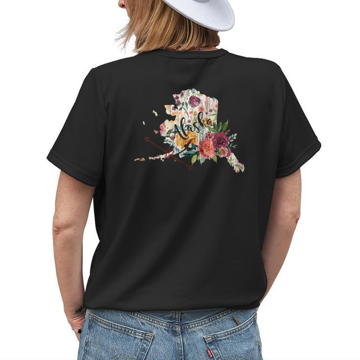 Alaska Floral Flowers Heart Arrow Cute Gift Womens Back Print T-shirt Gifts for Her