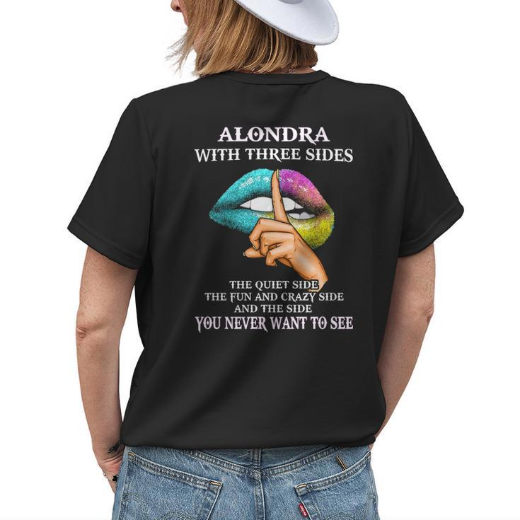 Alondra Name Gift Alondra With Three Sides Womens Back Print T-shirt Gifts for Her