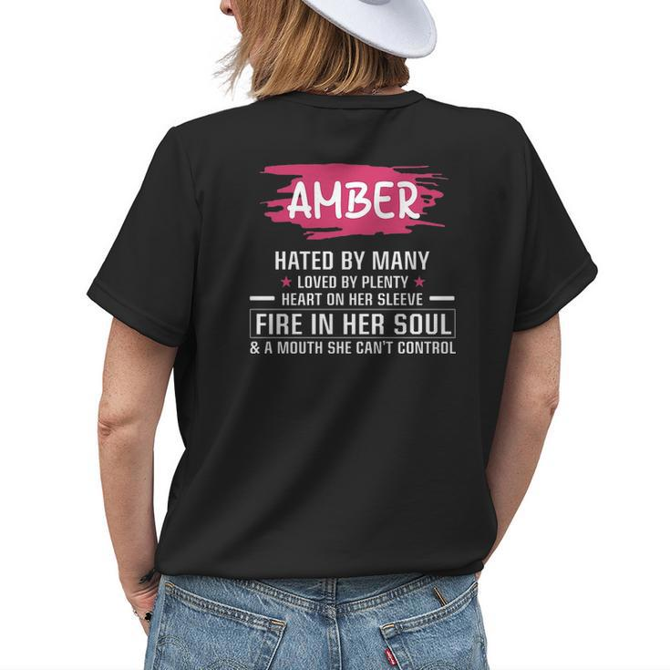 Amber Name Gift Amber Hated By Many Loved By Plenty Heart Her Sleeve Womens Back Print T-shirt Gifts for Her