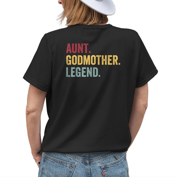 Aunt Godmother Legend Retro Vintage Funny Auntie Mothers Day Womens Back Print T-shirt Gifts for Her