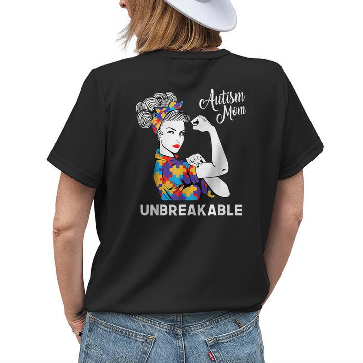 Autism Mom Unbreakable World Autism Awareness Day Best Gift Womens Back Print T-shirt Gifts for Her