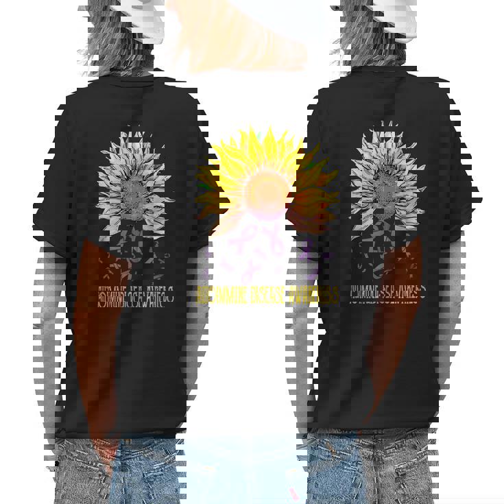 Autoimmune Disease Awareness Sunflower Womens Back Print T-shirt Gifts for Her