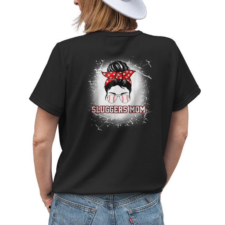 Baseball Sluggers Mom Messy Bun For Mothers Womens Back Print T-shirt Gifts for Her