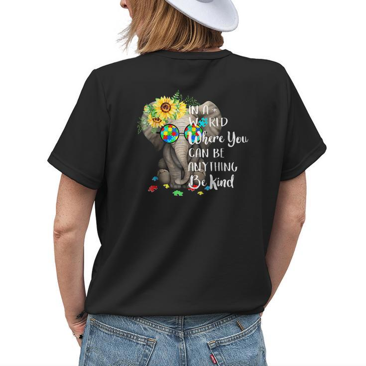 Be Kind Elephant Womens Back Print T-shirt Gifts for Her