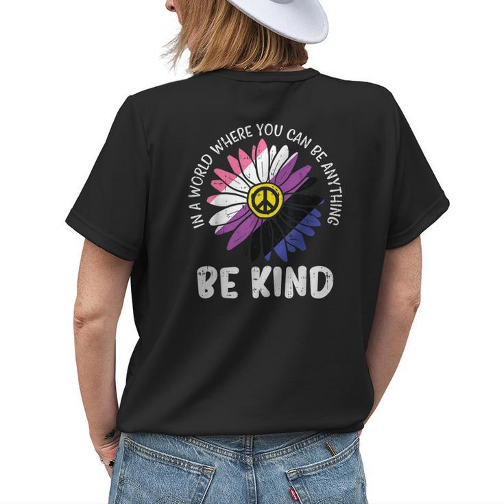 Be Kind Genderfluid Daisy Peace Hippie Pride Flag Lgbt Gift Womens Back Print T-shirt Gifts for Her
