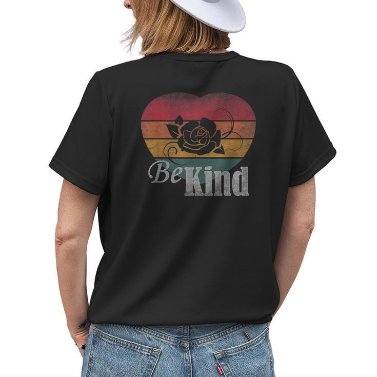 Be Kind Retro Heart Graphic Inspirational Womens Back Print T-shirt Gifts for Her