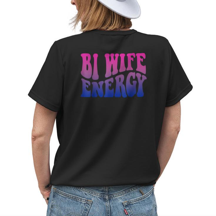 Bi Wife Energy Bisexual Pride Bisexual Flag Retro Vintage Womens Back Print T-shirt Gifts for Her
