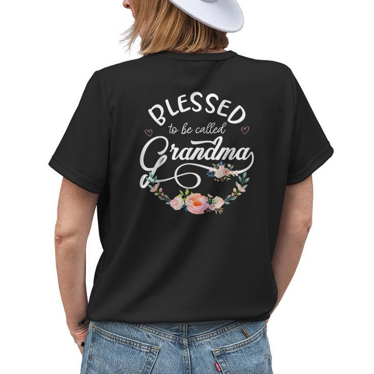 Blessed Grandma Floral Grandma Mothers Day Gift Gift For Womens Womens Back Print T-shirt
