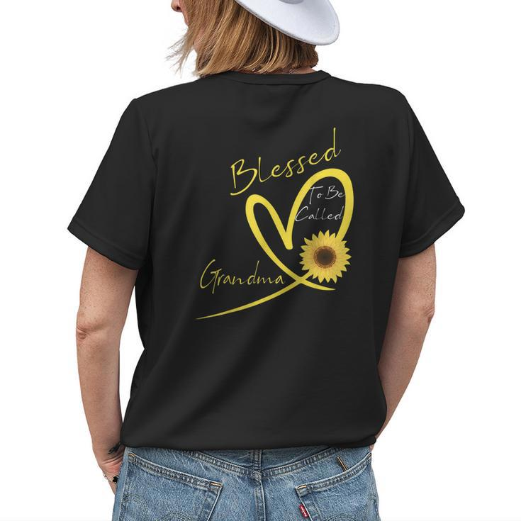 Blessed To Be Called Grandma Sunflower Heart Womens Back Print T-shirt