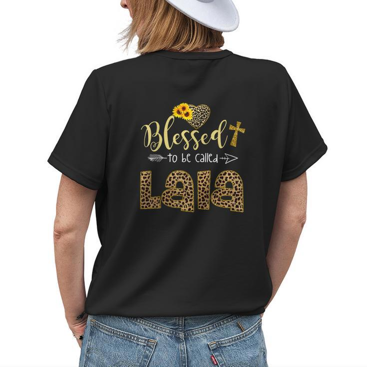 Blessed To Be Called Lala Leopard Sunflowers Womens Back Print T-shirt Gifts for Her