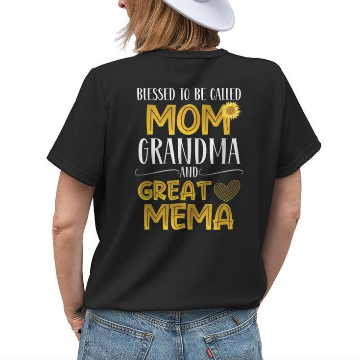 Blessed To Be Called Mom Grandma Great Mema Mothers Day Womens Back Print T-shirt
